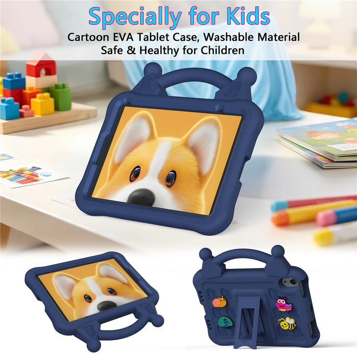 For iPad mini (2024) / (2021) Case Kickstand Kid-Friendly Shockproof Cartoon EVA Tablet Cover - Navy Blue - 2