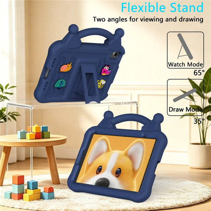 For iPad mini (2024) / (2021) Case Kickstand Kid-Friendly Shockproof Cartoon EVA Tablet Cover - Navy Blue - 3