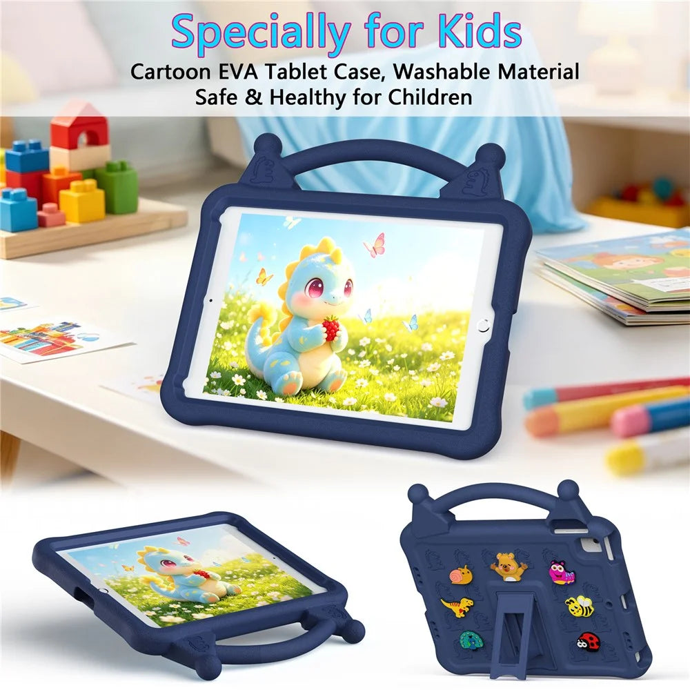 Cartoon EVA Tablet Case for iPad 9.7-inch (2018) / (2017) / (2016) / Air 2 / Air (2013) , Kickstand Kid-Friendly Shockproof Cover - Navy Blue - 2