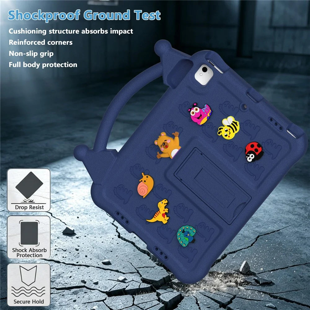 Cartoon EVA Tablet Case for iPad 9.7-inch (2018) / (2017) / (2016) / Air 2 / Air (2013) , Kickstand Kid-Friendly Shockproof Cover - Navy Blue - 4