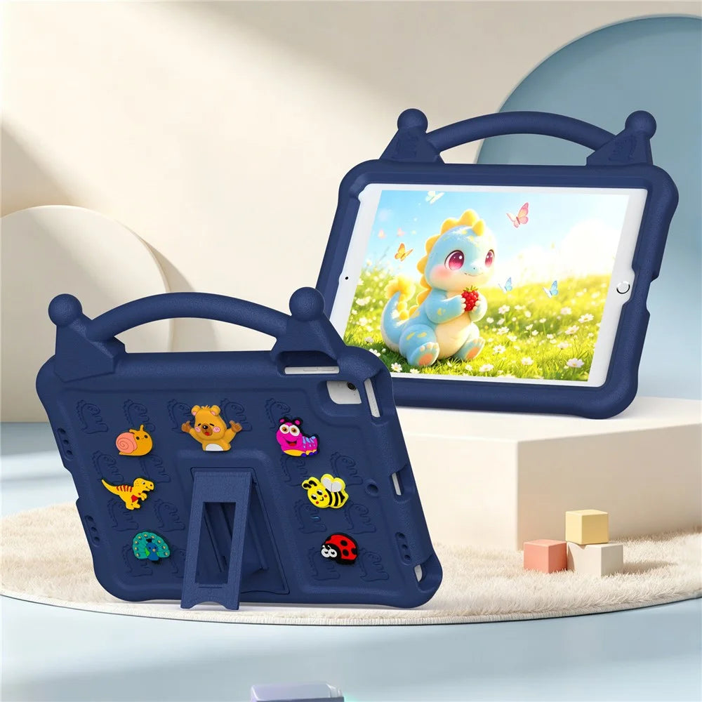 Cartoon EVA Tablet Case for iPad 9.7-inch (2018) / (2017) / (2016) / Air 2 / Air (2013) , Kickstand Kid-Friendly Shockproof Cover - Navy Blue - 7