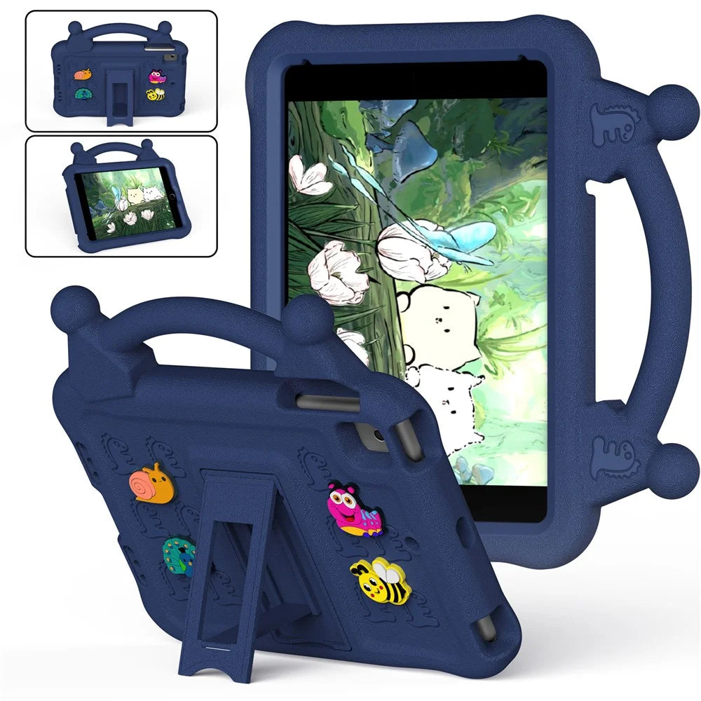 Cartoon EVA Tablet Case for iPad mini (2019) 7.9 inch / mini 4 / mini 3 / Mini 2 / Mini , Kickstand Kid-Friendly Shockproof Cover - Navy Blue - 1