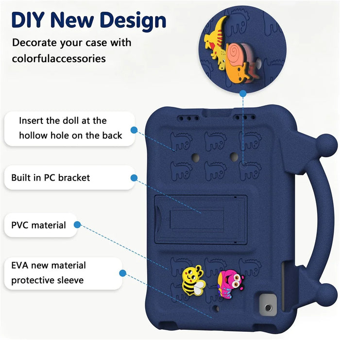 Cartoon EVA Tablet Case for iPad mini (2019) 7.9 inch / mini 4 / mini 3 / Mini 2 / Mini , Kickstand Kid-Friendly Shockproof Cover - Navy Blue - 5