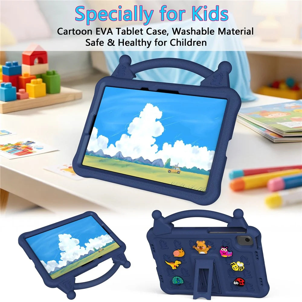 Cartoon EVA Tablet Case for Samsung Galaxy Tab S11 / Tab S10 FE / Tab S10 Lite / Tab S9 / Tab S8 / Tab S7 / Xiaomi Pad 5 / Pad 5 Pro , Kickstand Kid-Friendly Shockproof Cover - Navy Blue - 2