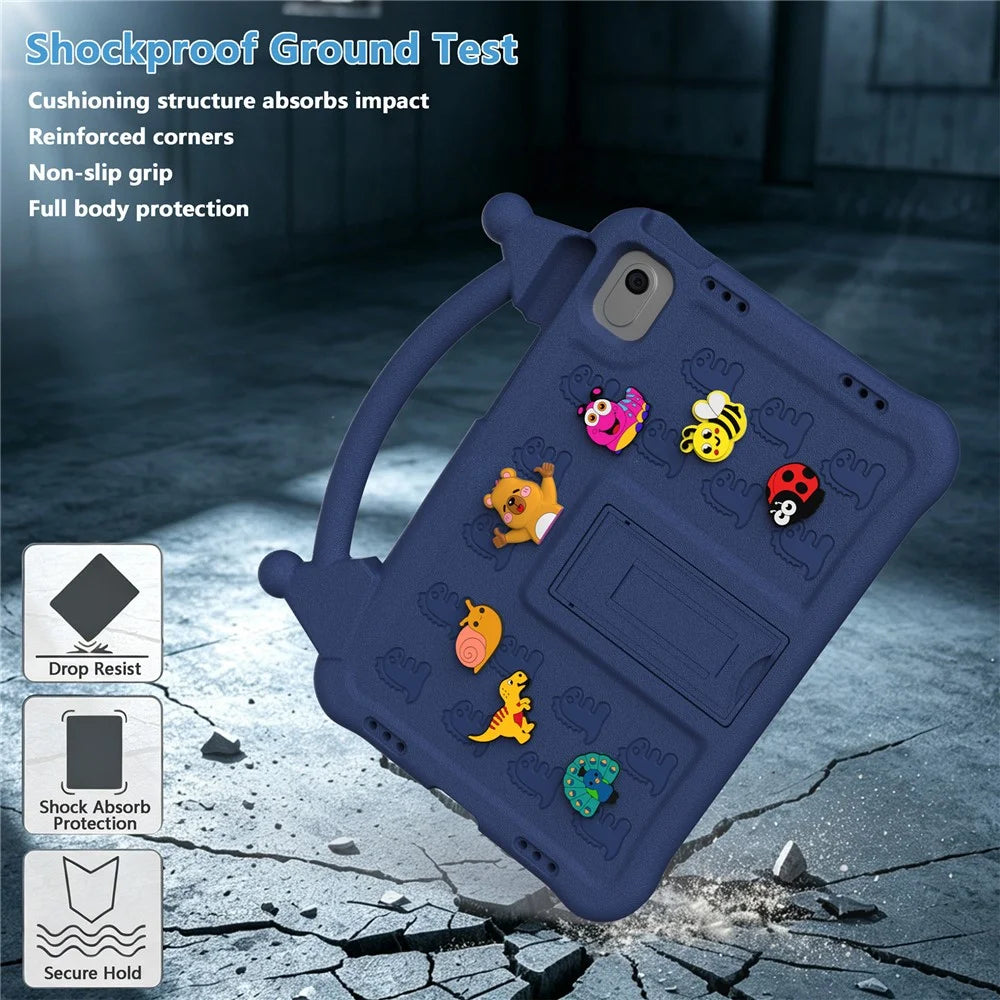 Cartoon EVA Tablet Case for Samsung Galaxy Tab S11 / Tab S10 FE / Tab S10 Lite / Tab S9 / Tab S8 / Tab S7 / Xiaomi Pad 5 / Pad 5 Pro , Kickstand Kid-Friendly Shockproof Cover - Navy Blue - 4