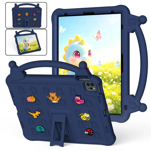 Cartoon EVA Tablet Case for iPad Air 13 (2026) / (2025) / (2024) / iPad Pro 13 (2025) / (2024) / iPad Pro 12.9 (2022) / (2021) / (2020) / (2018) , Kickstand Kid-Friendly Shockproof Cover - Navy Blue - 1