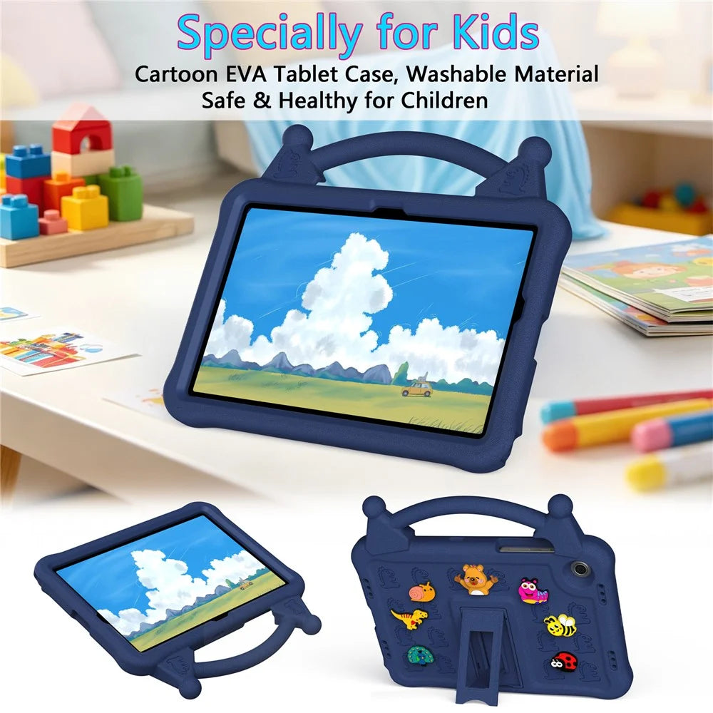 For Samsung Galaxy Tab A8 10.5 (2022) / (2021) Case Kickstand Kid-Friendly Shockproof Cartoon EVA Tablet Cover - Navy Blue - 2