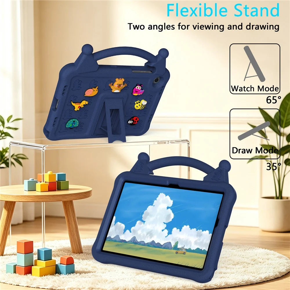 For Samsung Galaxy Tab A8 10.5 (2022) / (2021) Case Kickstand Kid-Friendly Shockproof Cartoon EVA Tablet Cover - Navy Blue - 3