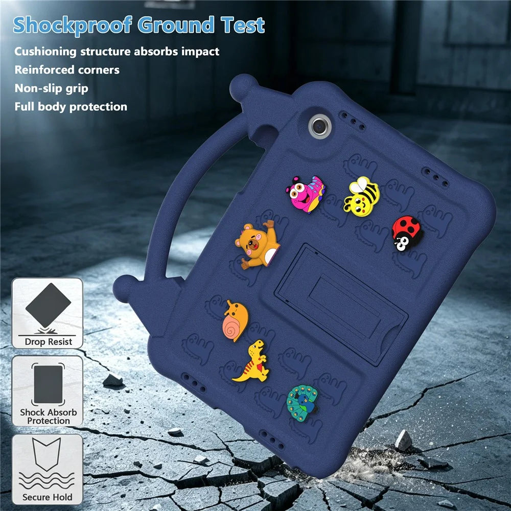 For Samsung Galaxy Tab A8 10.5 (2022) / (2021) Case Kickstand Kid-Friendly Shockproof Cartoon EVA Tablet Cover - Navy Blue - 4