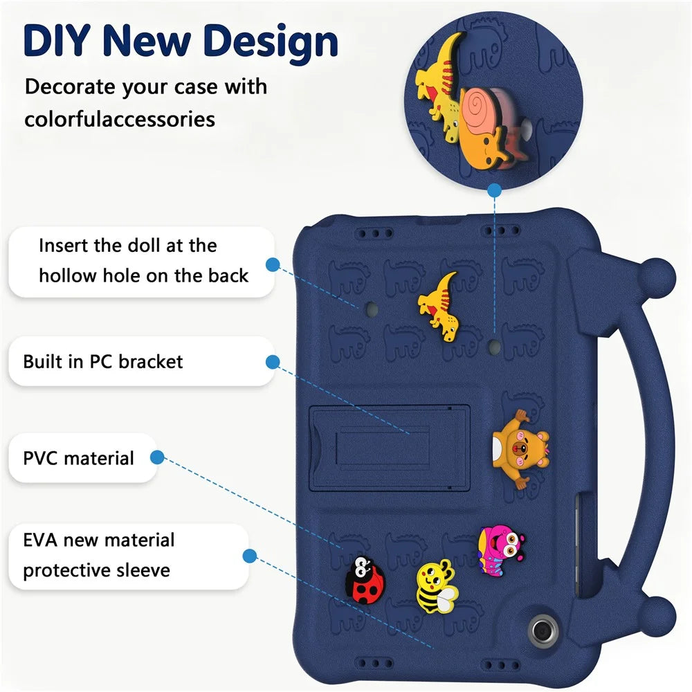 For Samsung Galaxy Tab A8 10.5 (2022) / (2021) Case Kickstand Kid-Friendly Shockproof Cartoon EVA Tablet Cover - Navy Blue - 5