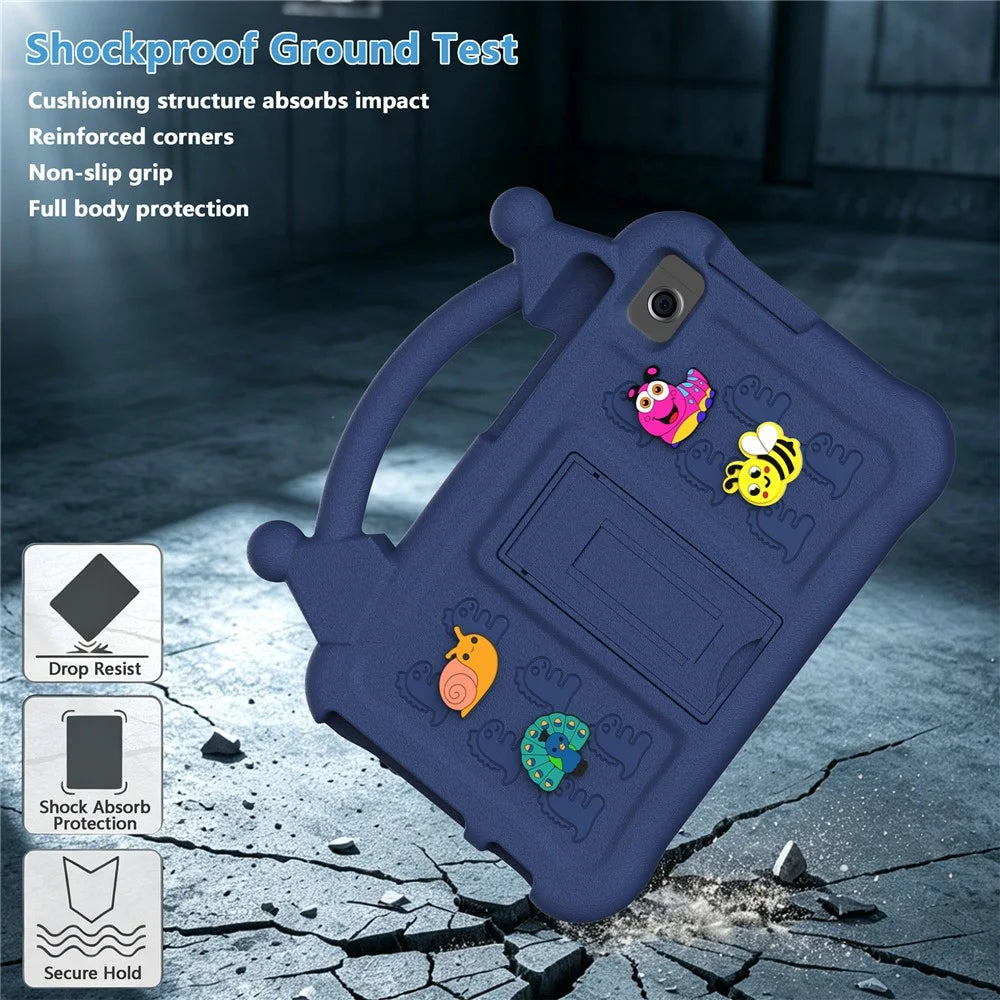 Cartoon EVA Tablet Case for Samsung Galaxy Tab A11 / Tab A9 / Tab A7 Lite 8.7-inch / Tab A 8.0 (2019) / Tab A 8.0 (2019) SM-T290 (Wi-Fi) / Lenovo Tab K9 , Kickstand Kid-Friendly Shockproof Cover - Navy Blue - 4