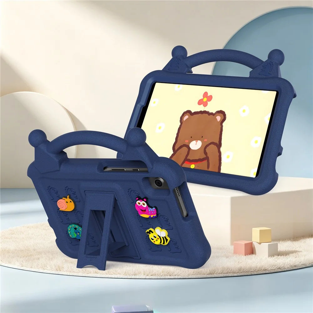 Cartoon EVA Tablet Case for Samsung Galaxy Tab A11 / Tab A9 / Tab A7 Lite 8.7-inch / Tab A 8.0 (2019) / Tab A 8.0 (2019) SM-T290 (Wi-Fi) / Lenovo Tab K9 , Kickstand Kid-Friendly Shockproof Cover - Navy Blue - 7