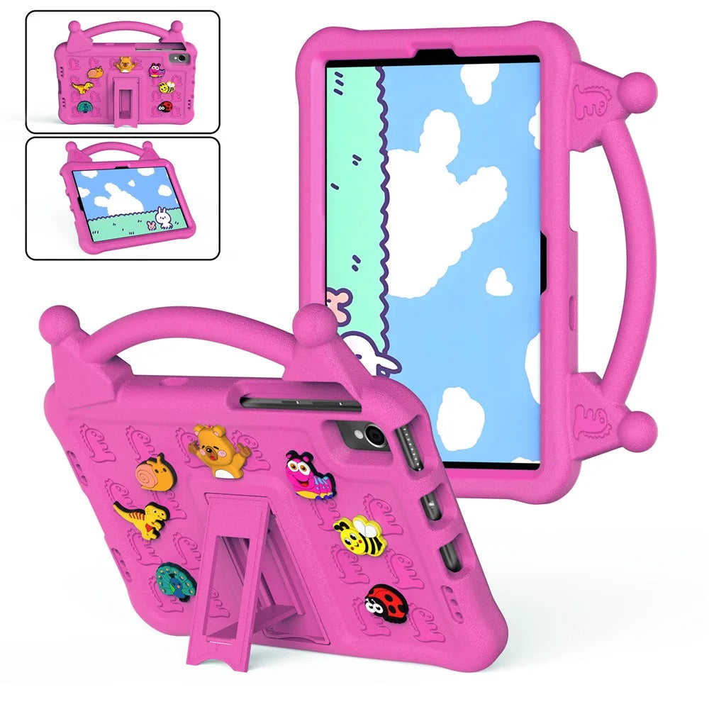 Cartoon EVA Tablet Case for Samsung Galaxy Tab S6 Lite (2024) / (2022) / (2020) / Tab S6 / Tab S5e SM-T720 / Huawei MatePad SE 10.4-inch 2022 / MatePad 10.4 (2022) / (2020) / Honor Pad V7 / Lenovo Tab M10 Plus / Tab K10  - Rose - 1