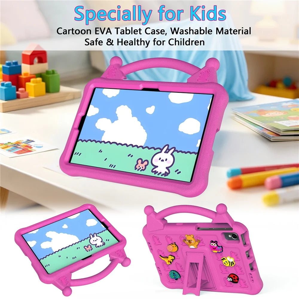 Cartoon EVA Tablet Case for Samsung Galaxy Tab S6 Lite (2024) / (2022) / (2020) / Tab S6 / Tab S5e SM-T720 / Huawei MatePad SE 10.4-inch 2022 / MatePad 10.4 (2022) / (2020) / Honor Pad V7 / Lenovo Tab M10 Plus / Tab K10  - Rose - 2