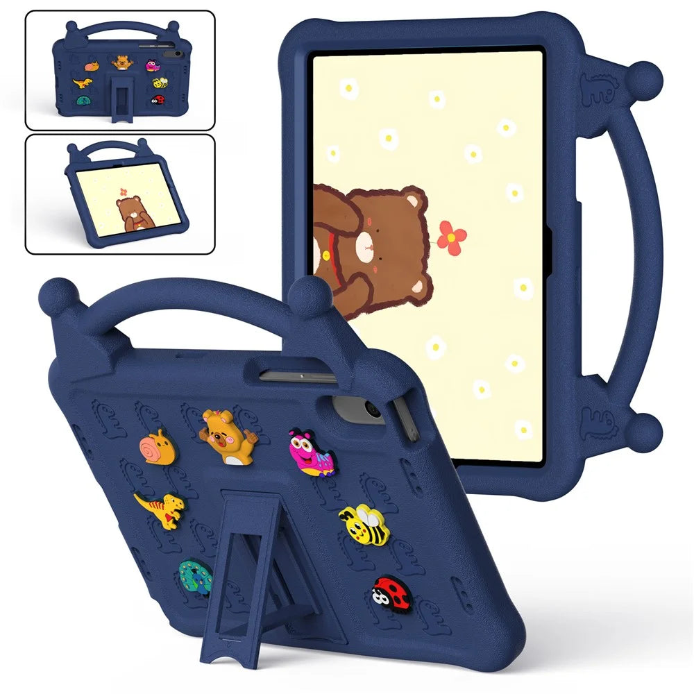 Cartoon EVA Tablet Case for Samsung Galaxy Tab A11+ / Tab A9+ / Honor Pad X9 / Pad X8a / Pad X8b , Kickstand Kid-Friendly Shockproof Cover - Navy Blue - 1