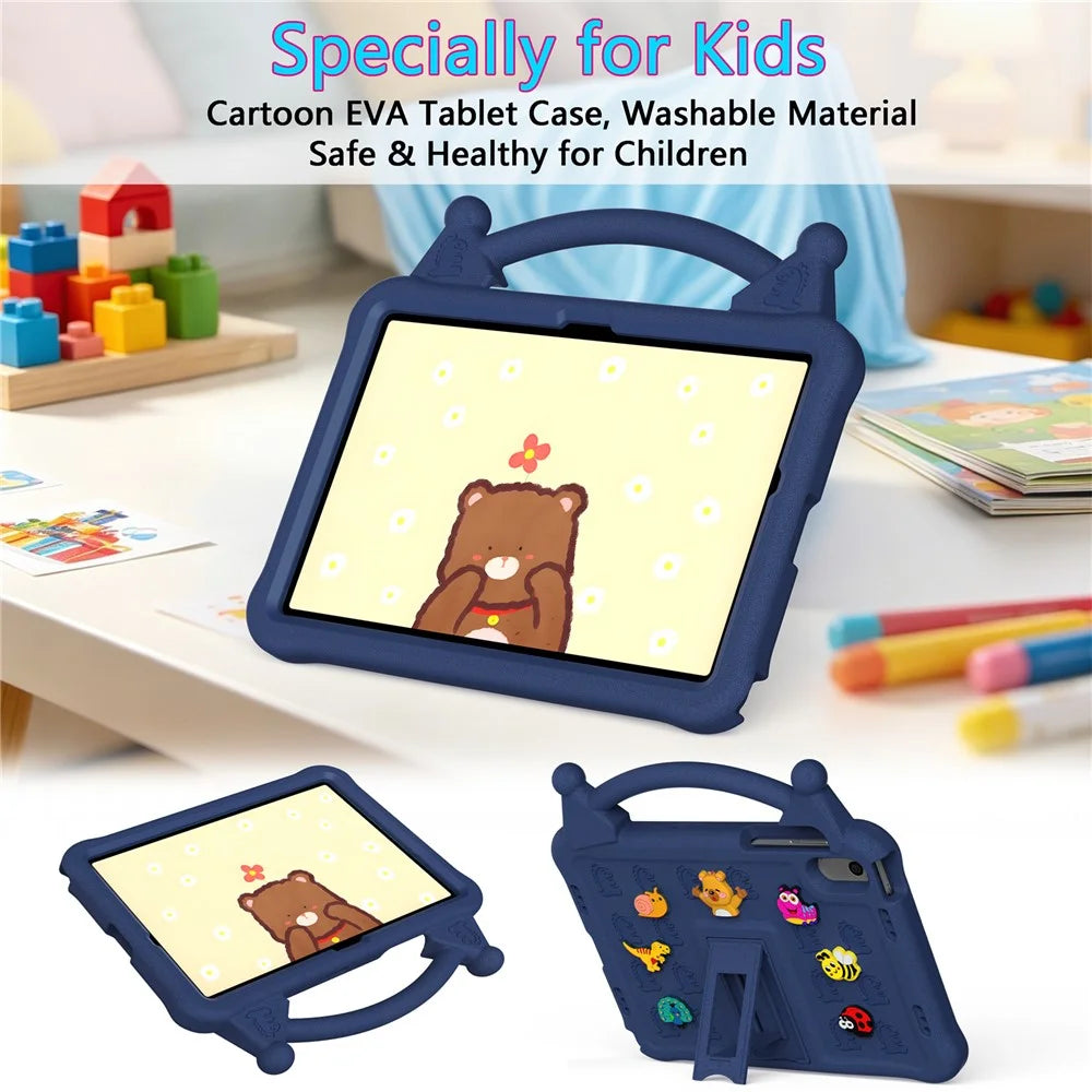 Cartoon EVA Tablet Case for Samsung Galaxy Tab A11+ / Tab A9+ / Honor Pad X9 / Pad X8a / Pad X8b , Kickstand Kid-Friendly Shockproof Cover - Navy Blue - 2