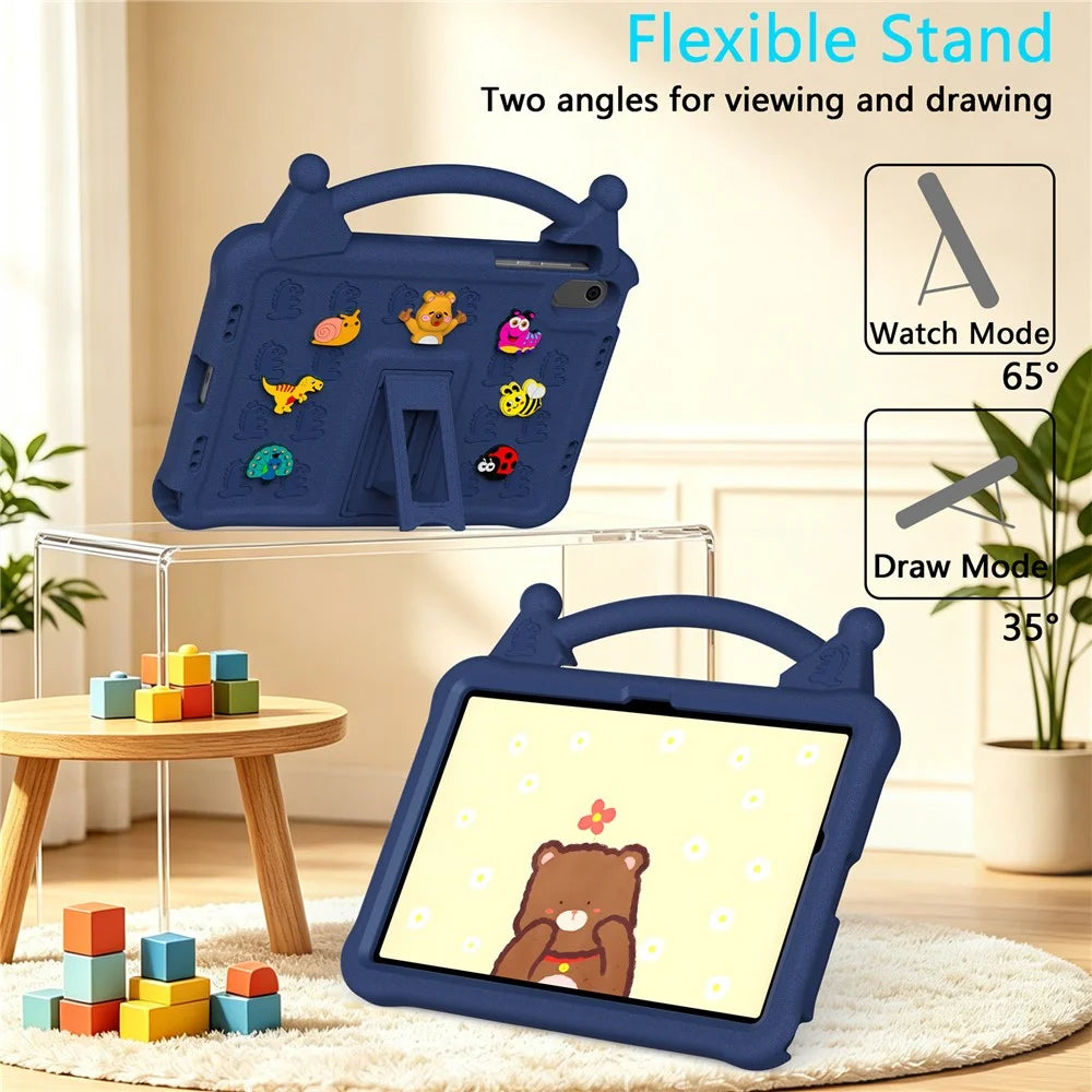 Cartoon EVA Tablet Case for Samsung Galaxy Tab A11+ / Tab A9+ / Honor Pad X9 / Pad X8a / Pad X8b , Kickstand Kid-Friendly Shockproof Cover - Navy Blue - 3