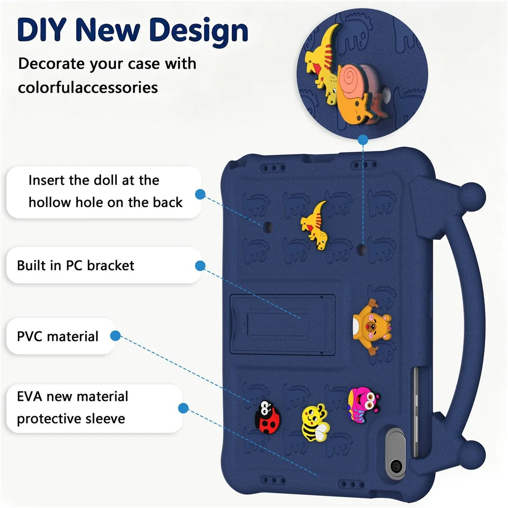 Cartoon EVA Tablet Case for Samsung Galaxy Tab A11+ / Tab A9+ / Honor Pad X9 / Pad X8a / Pad X8b , Kickstand Kid-Friendly Shockproof Cover - Navy Blue - 5