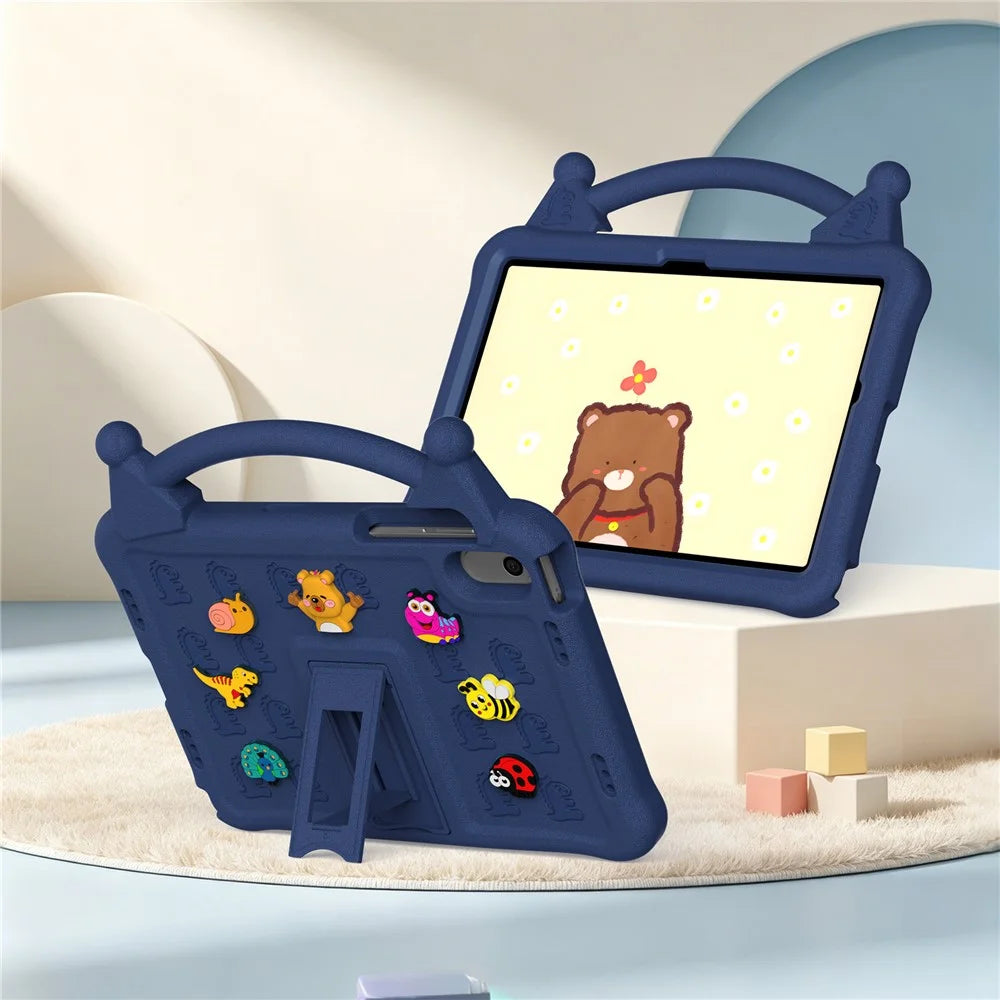 Cartoon EVA Tablet Case for Samsung Galaxy Tab A11+ / Tab A9+ / Honor Pad X9 / Pad X8a / Pad X8b , Kickstand Kid-Friendly Shockproof Cover - Navy Blue - 7