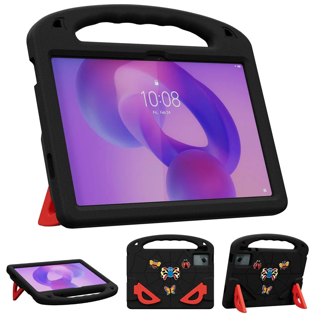 Cartoon Insect Case For Lenovo Lenovo Tab M11 / Tab K11 Gen 2 / Idea Tab / Xiaoxin Pad 11 2024 , Shockproof EVA Tablet Cover with Handle and Kickstand - Black+Red - 2