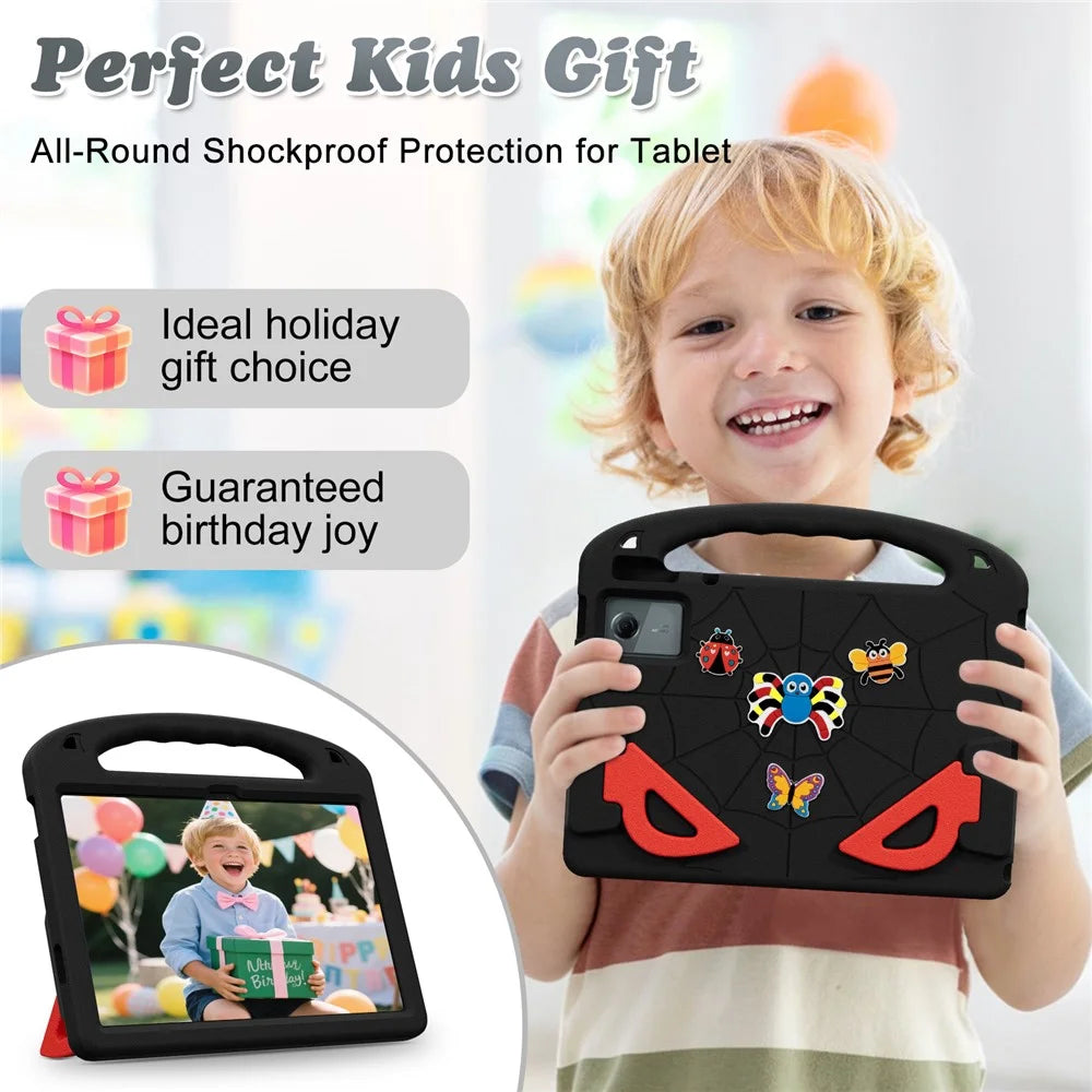 Cartoon Insect Case For Lenovo Lenovo Tab M11 / Tab K11 Gen 2 / Idea Tab / Xiaoxin Pad 11 2024 , Shockproof EVA Tablet Cover with Handle and Kickstand - Black+Red - 3