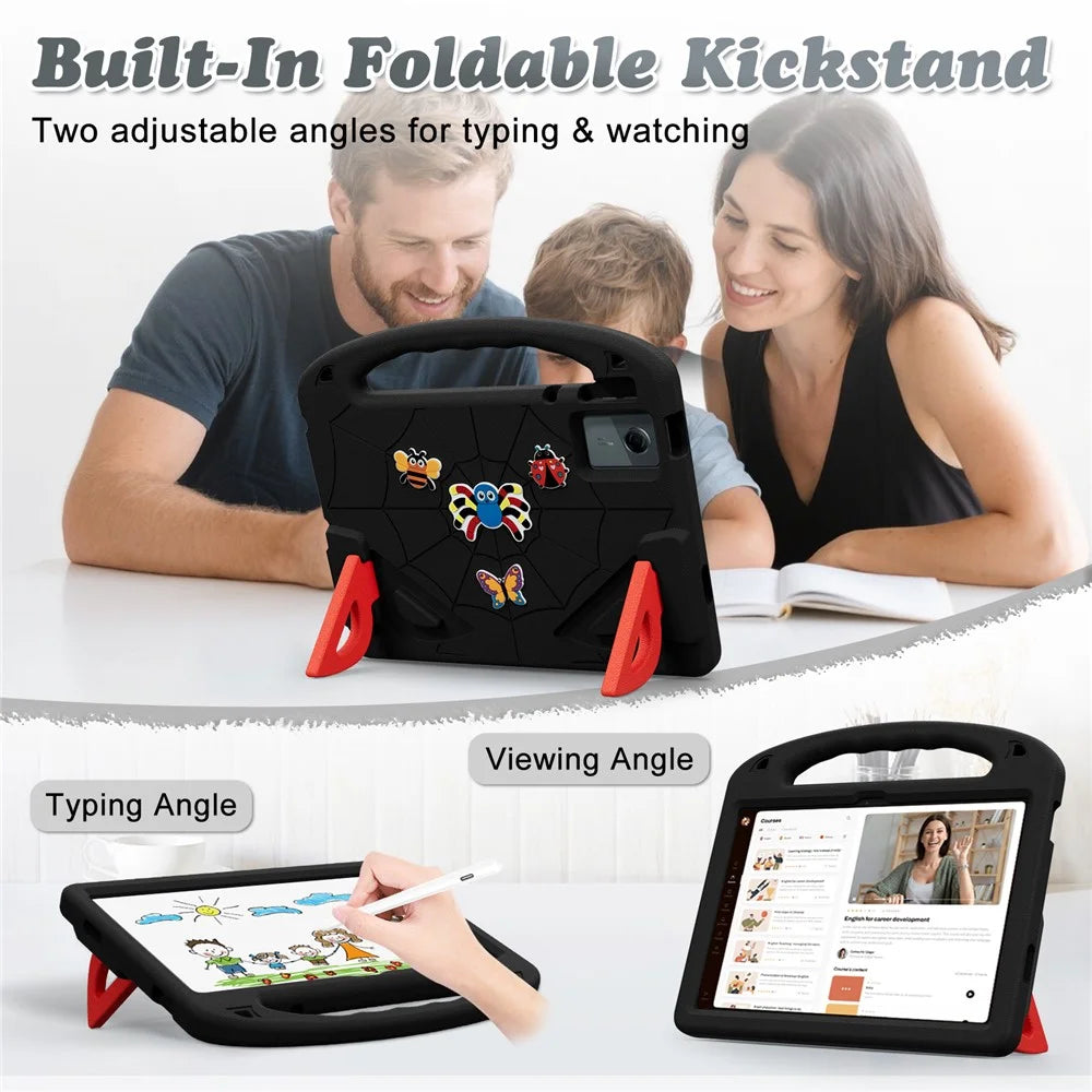 Cartoon Insect Case For Lenovo Lenovo Tab M11 / Tab K11 Gen 2 / Idea Tab / Xiaoxin Pad 11 2024 , Shockproof EVA Tablet Cover with Handle and Kickstand - Black+Red - 4