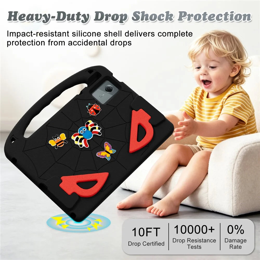 Cartoon Insect Case For Lenovo Lenovo Tab M11 / Tab K11 Gen 2 / Idea Tab / Xiaoxin Pad 11 2024 , Shockproof EVA Tablet Cover with Handle and Kickstand - Black+Red - 5