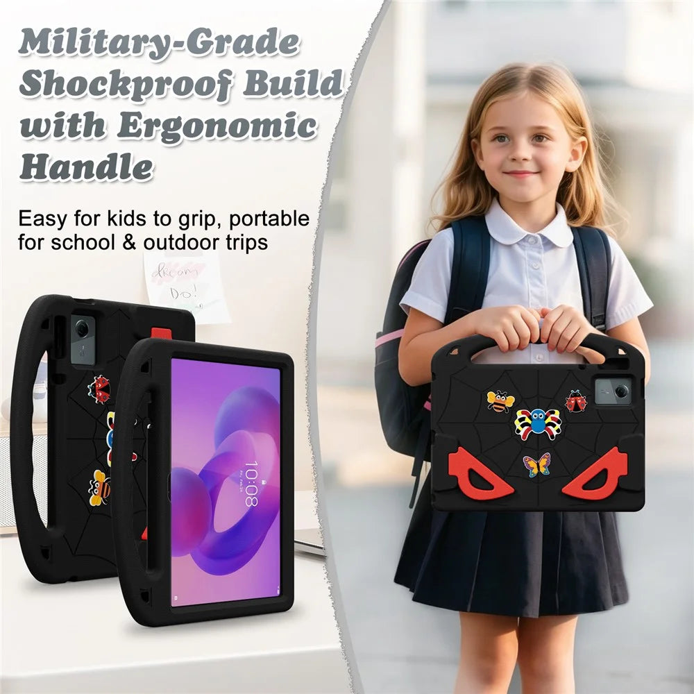 Cartoon Insect Case For Lenovo Lenovo Tab M11 / Tab K11 Gen 2 / Idea Tab / Xiaoxin Pad 11 2024 , Shockproof EVA Tablet Cover with Handle and Kickstand - Black+Red - 6