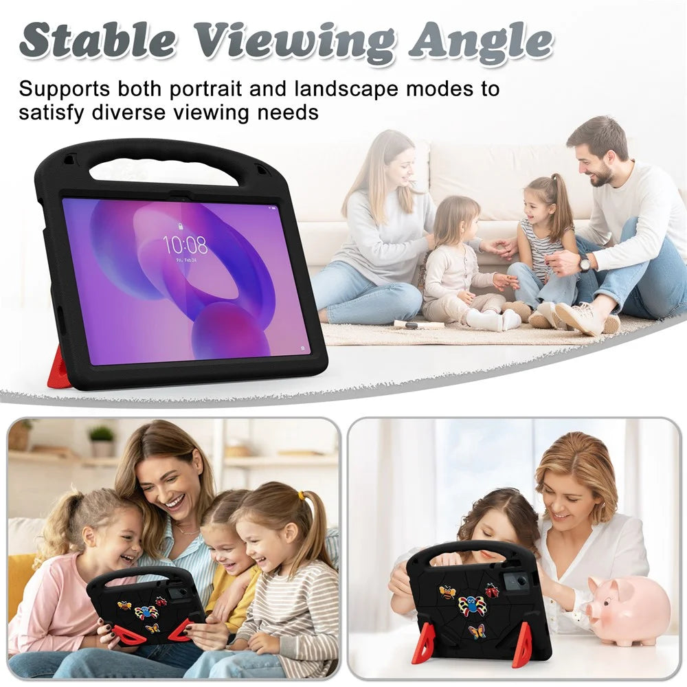 Cartoon Insect Case For Lenovo Lenovo Tab M11 / Tab K11 Gen 2 / Idea Tab / Xiaoxin Pad 11 2024 , Shockproof EVA Tablet Cover with Handle and Kickstand - Black+Red - 7