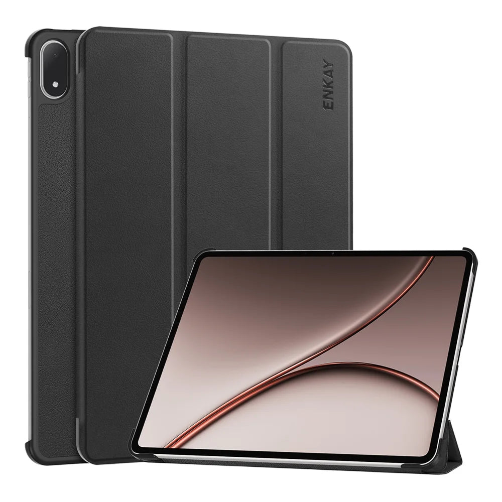 HAT PRINCE for Oppo Pad 5 Pro / OnePlus Pad 4 Trifold Stand Cover ENKAY  PU Leather + PC Tablet Case - Black - 1