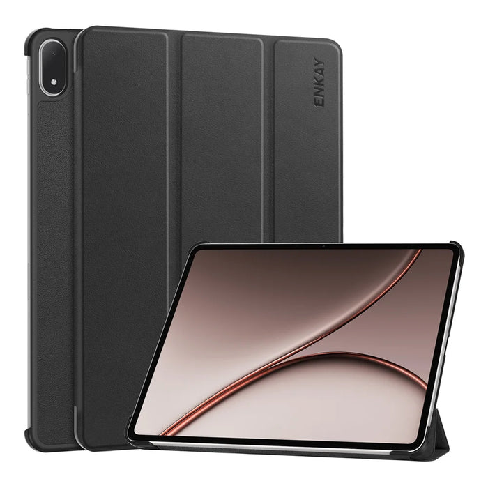HAT PRINCE for Oppo Pad 5 Pro / OnePlus Pad 4 Trifold Stand Cover ENKAY  PU Leather + PC Tablet Case - Black - 1
