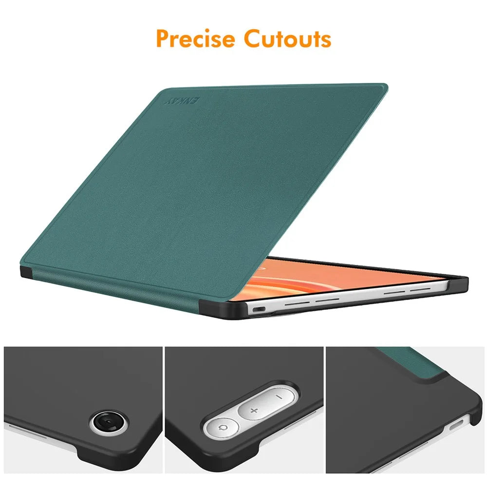 ENKAY HAT PRINCE for Lenovo Tab Plus Gen 2 Protective Case Leather + PC Shockproof Stand Tablet Cover - Blackish Green - 3