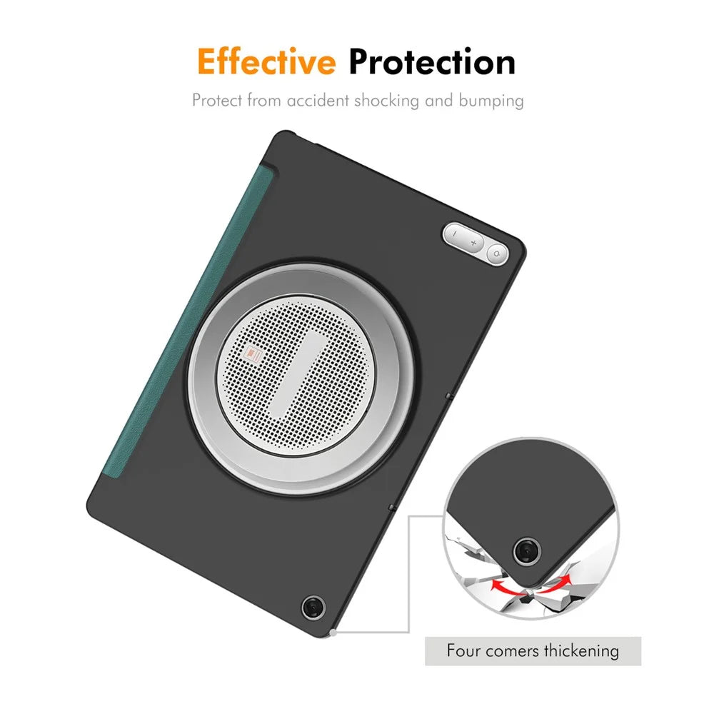 ENKAY HAT PRINCE for Lenovo Tab Plus Gen 2 Protective Case Leather + PC Shockproof Stand Tablet Cover - Blackish Green - 5