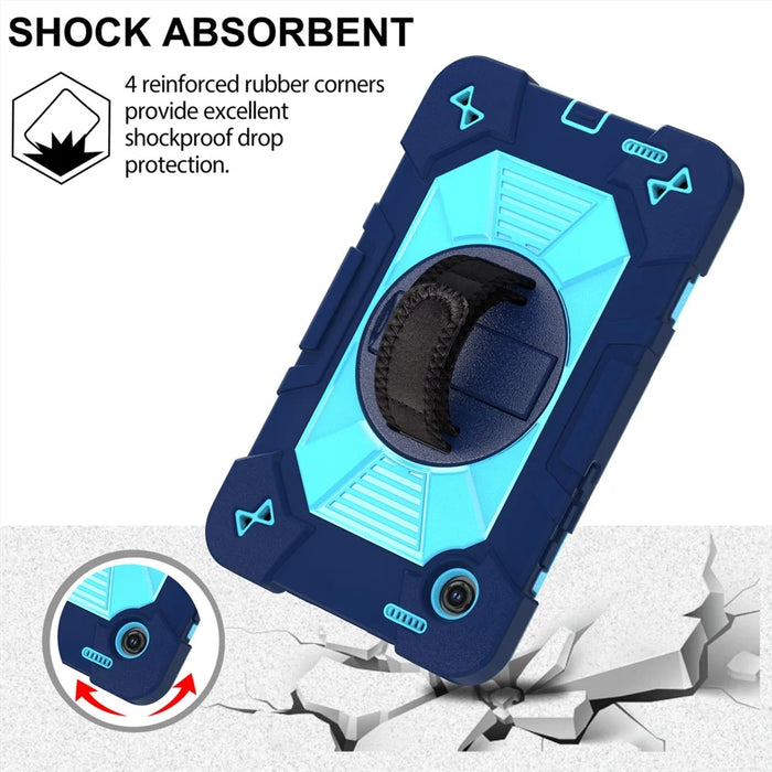For Samsung Galaxy Tab A11 / Tab A9 Case Kickstand PC + Silicone Shockproof Cover with Hand Strap / Shoulder Strap - Navy Blue+Sky Blue - 5