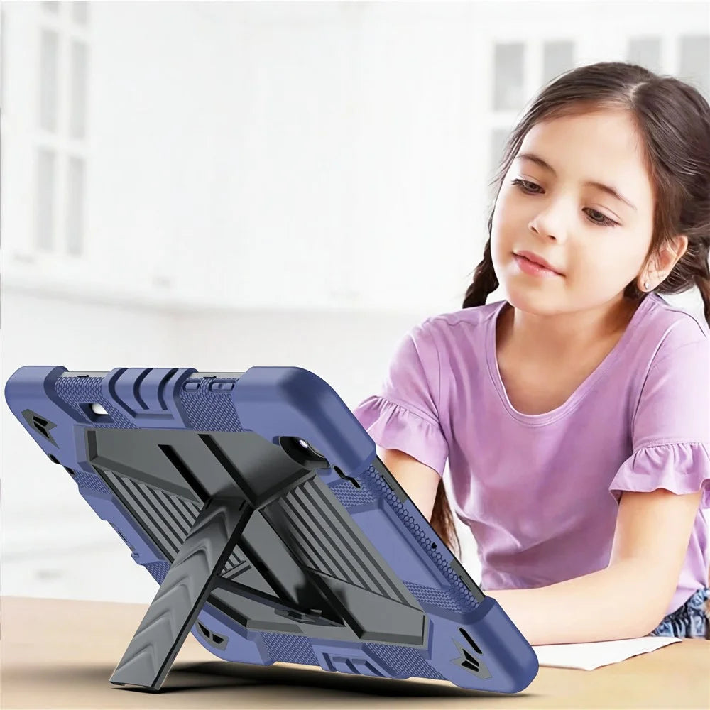 For Samsung Galaxy Tab S11 Tablet Case with Kickstand PC + Silicone Shockproof Protective Cover - Navy Blue+Black - 5