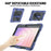 For Samsung Galaxy Tab S11 Case with Kickstand Wrist Strap PC + Silicone Tablet Cover - Navy Blue+Black - 3