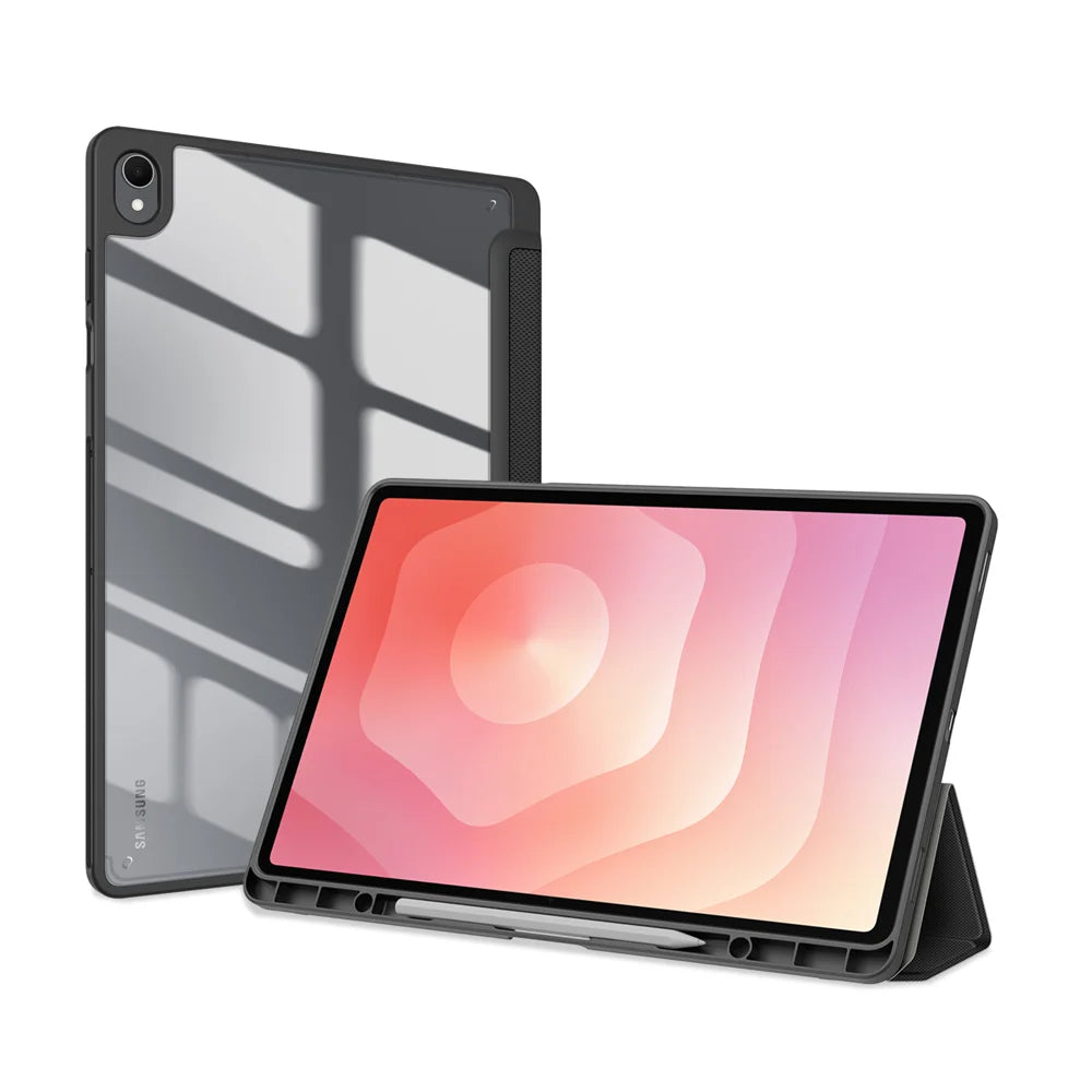 DUX DUCIS for Samsung Galaxy Tab S12+ Case  TOBY Series Tri-fold Stand PU Leather Tablet Cover - Black - 3