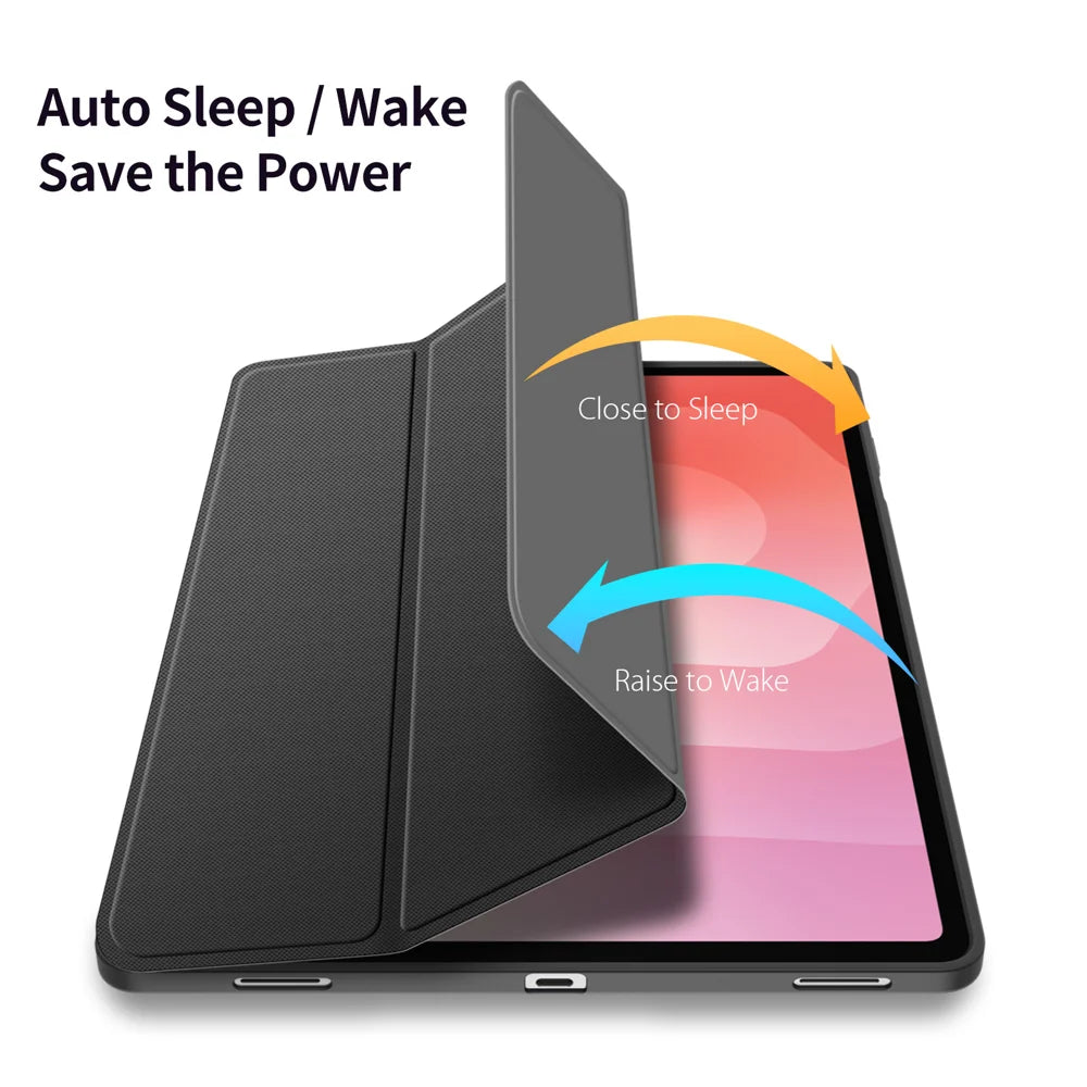DUX DUCIS for Samsung Galaxy Tab S12+ Case  TOBY Series Tri-fold Stand PU Leather Tablet Cover - Black - 7