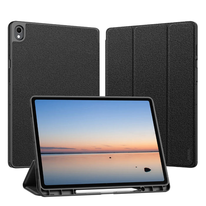 DUX DUCIS for Samsung Galaxy Tab S12+ Case  Domo Series Tri-fold Stand PU Leather Tablet Cover - Black - 2