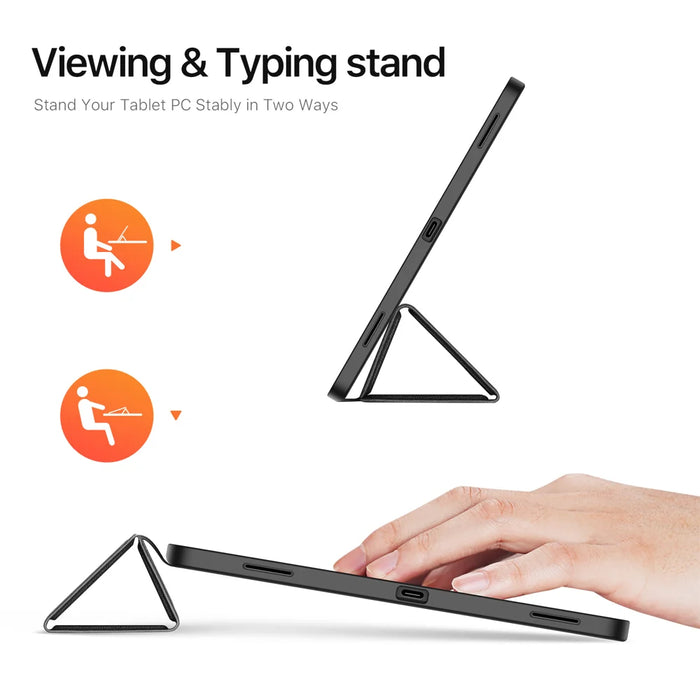 DUX DUCIS for Samsung Galaxy Tab S12+ Case  Domo Series Tri-fold Stand PU Leather Tablet Cover - Black - 3