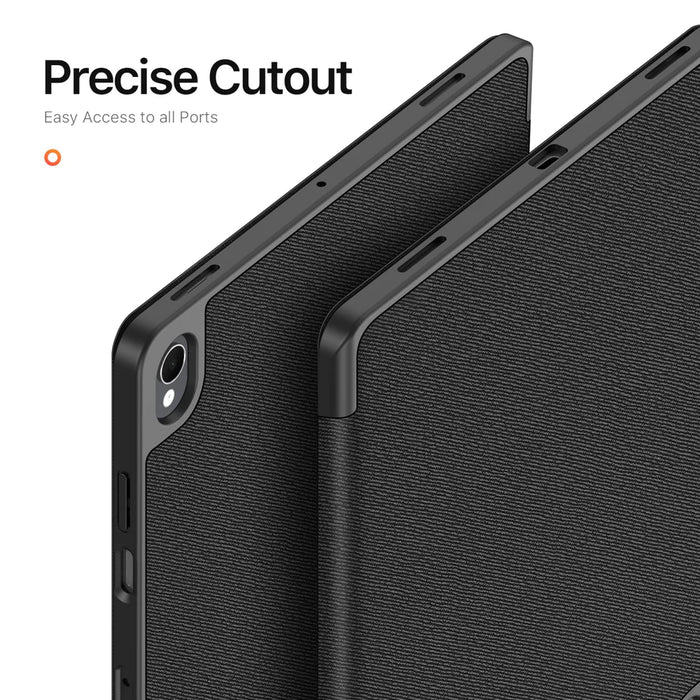 DUX DUCIS for Samsung Galaxy Tab S12+ Case  Domo Series Tri-fold Stand PU Leather Tablet Cover - Black - 5