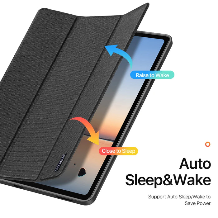 DUX DUCIS for Samsung Galaxy Tab S12+ Case  Domo Series Tri-fold Stand PU Leather Tablet Cover - Black - 7