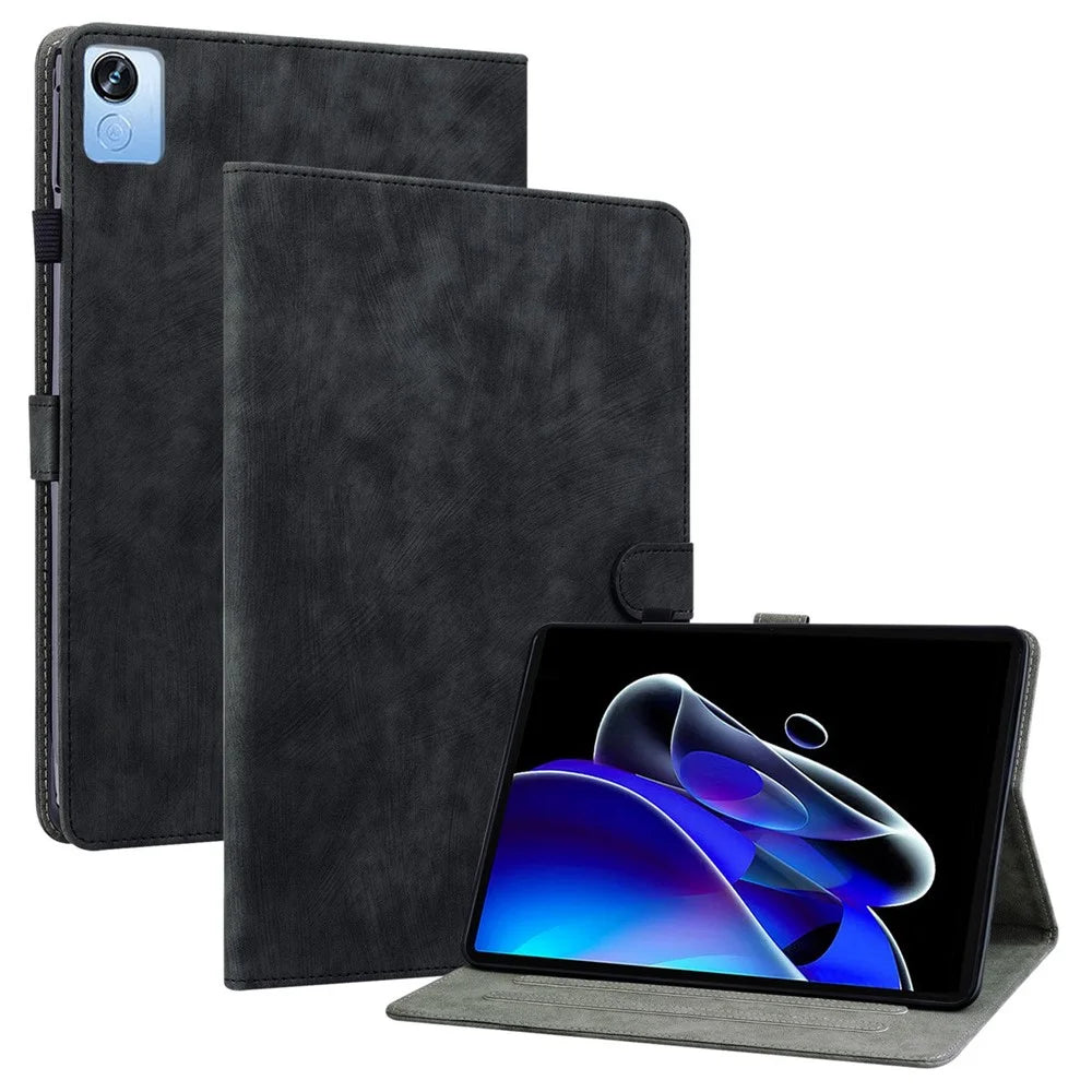 For Realme Pad X Card Slot Function PU Leather Tablet Case Cute Tiger Pattern Imprinted Anti-scratch Shell with Stand - Black - 1