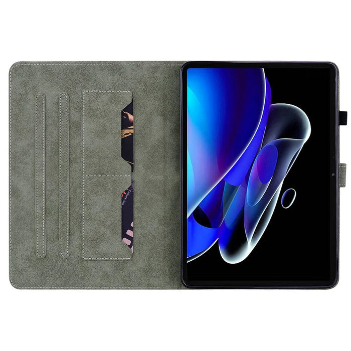 For Realme Pad X Card Slot Function PU Leather Tablet Case Cute Tiger Pattern Imprinted Anti-scratch Shell with Stand - Black - 2