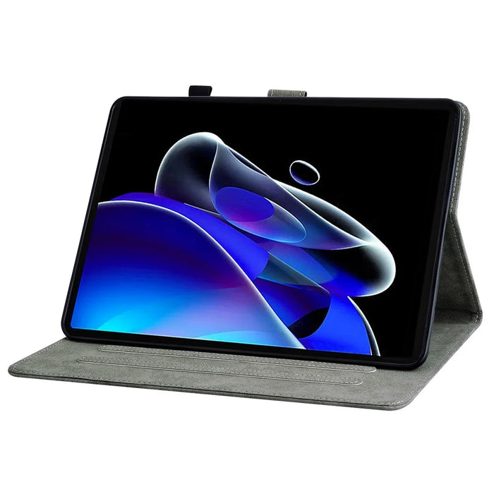 For Realme Pad X Card Slot Function PU Leather Tablet Case Cute Tiger Pattern Imprinted Anti-scratch Shell with Stand - Black - 3