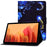 For Samsung Galaxy Tab A7 10.4 (2020) / (2022) T500 / T505 Pattern Printing PU Leather Shell Card Slots Stand Protective Cover - Blue Butterfly - 1