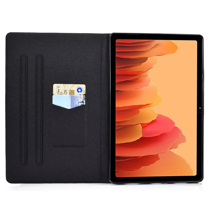 For Samsung Galaxy Tab A7 10.4 (2020) / (2022) T500 / T505 Pattern Printing PU Leather Shell Card Slots Stand Protective Cover - Blue Butterfly - 2