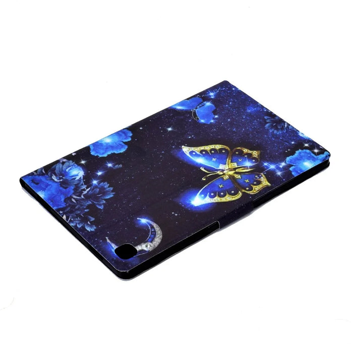 For Samsung Galaxy Tab A7 10.4 (2020) / (2022) T500 / T505 Pattern Printing PU Leather Shell Card Slots Stand Protective Cover - Blue Butterfly - 5