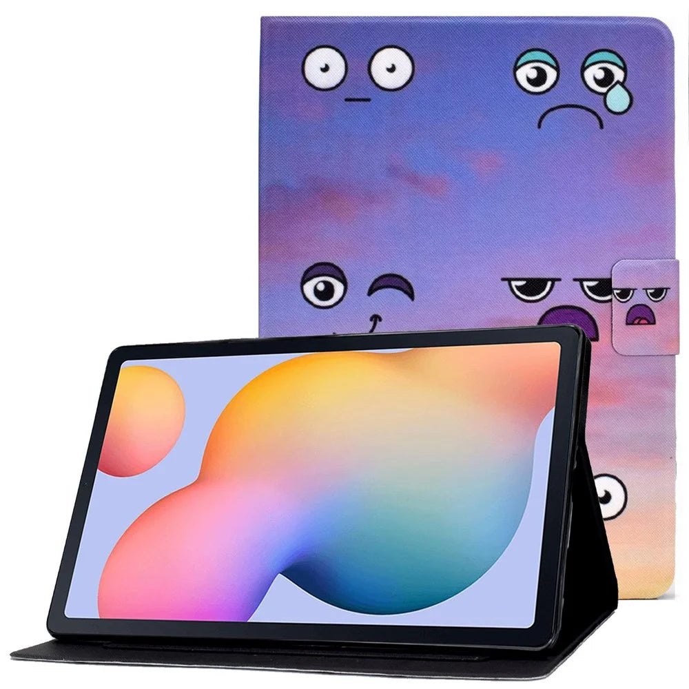 For Samsung Galaxy Tab S6 Lite (2024) / S6 Lite (2022) / S6 Lite (2020) PU Leather Flip Case Pattern Printing Stand Cover - Emoji - 1