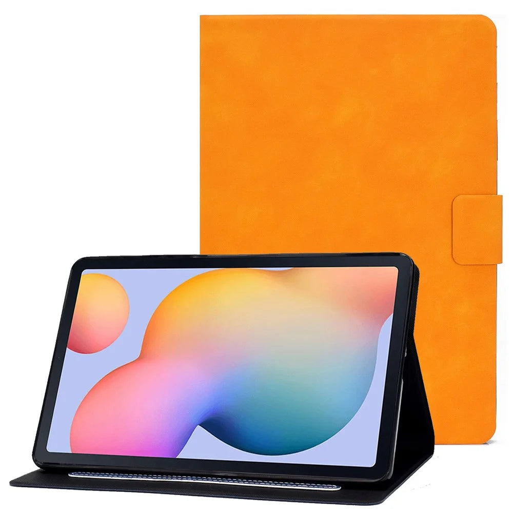 For Samsung Galaxy Tab S6 Lite (2020) P610 P615 / (2022) / (2024) PU Leather Card Holder Tablet Cover Adjustable Stand Magnetic Clasp Case - Orange - 1